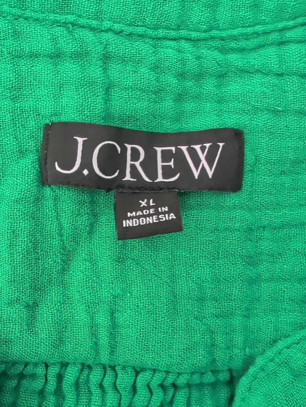 J. Crew V Neck Double Gauze Popover Top Green XL